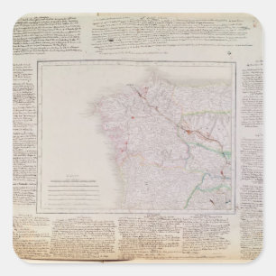 Map of Galicia with the route of the French army Square Sticker