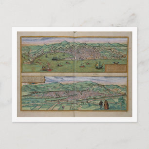 Map of Genoa and Florence, from 'Civitates Orbis T Postcard