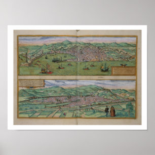 Map of Genoa and Florence, from 'Civitates Orbis T Poster