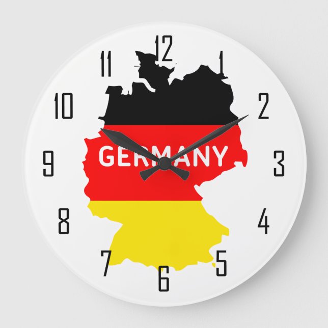 Map of Germany With Flag and Numbers Large Clock (Front)