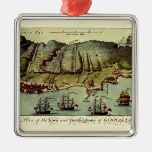 Map Of Gibraltar 1765 Metal Ornament
