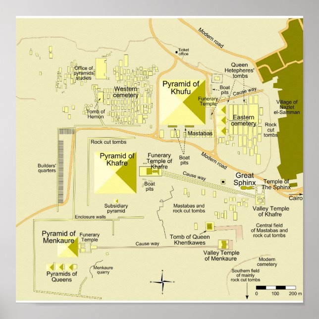 Map of Giza pyramid complex Diagram  Poster (Front)