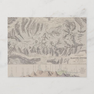 Map of Glacier Systems of the Alps Postcard