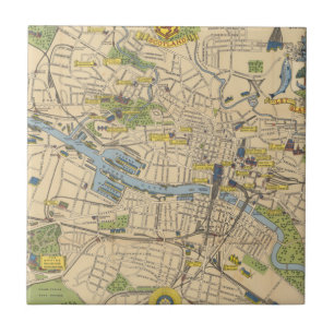 Map of Glasgow, England Ceramic Tile