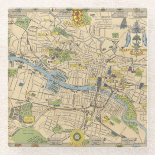 Map of Glasgow, England Glass Coaster