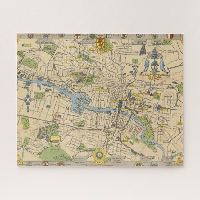 Map of Glasgow, England Jigsaw Puzzle (Horizontal)