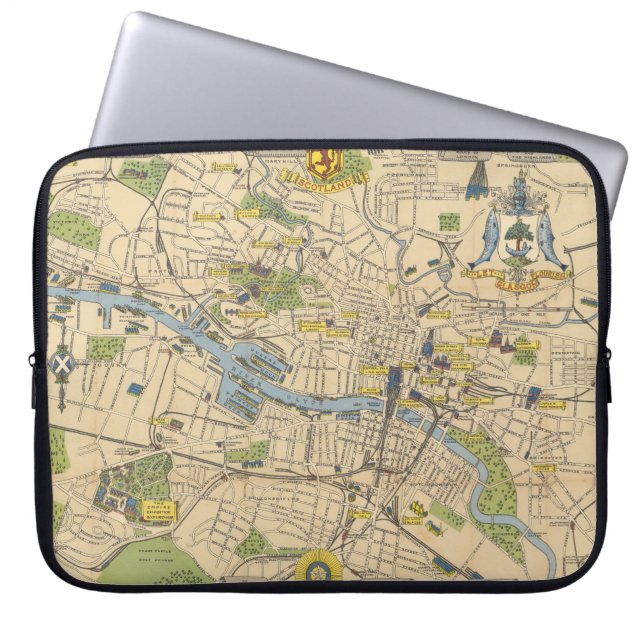 Map of Glasgow, England Laptop Sleeve (Front)