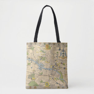 Map of Glasgow, England Tote Bag