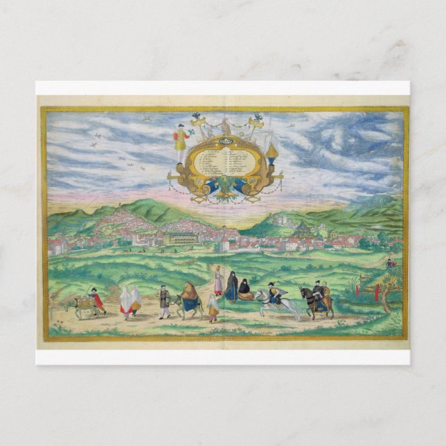 Map of Granada, from 'Civitates Orbis Terrarum' by Postcard (Front)