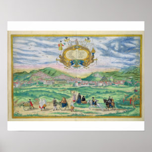 Map of Granada, from 'Civitates Orbis Terrarum' by Poster