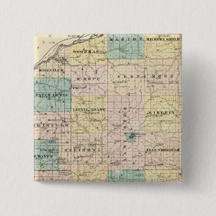 Map of Grant County and Village of Lancaster 15 Cm Square Badge