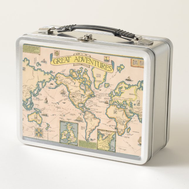 Map of Great Adventures Metal Lunch Box (Front)