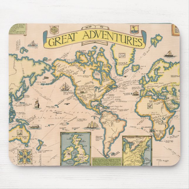 Map of Great Adventures Mouse Pad (Front)