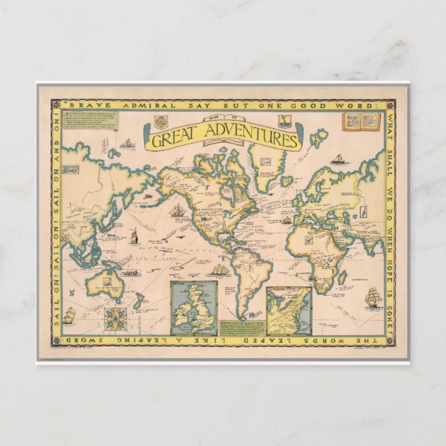 Map of Great Adventures Postcard (Front)