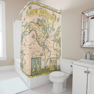 Map of Great Adventures Shower Curtain