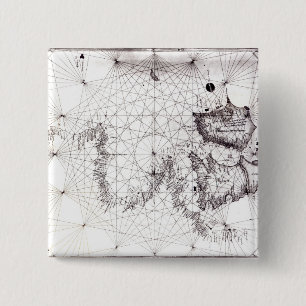 Map of Great Britain, France and Spain, 1473 15 Cm Square Badge