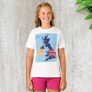 Map Of Great Britain Girls T-Shirt