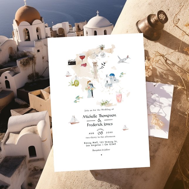 Map of Greece Destination Wedding Photo Invitation (Creator Uploaded)