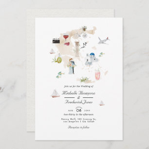 Map of Greece QR Code RSVP Destination Wedding Invitation