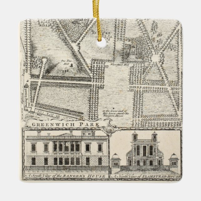 Map of Greenwich Park Ceramic Ornament (Front)