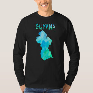 Map Of Guyana Guyanese Colourful Map Watercolor Il T-Shirt