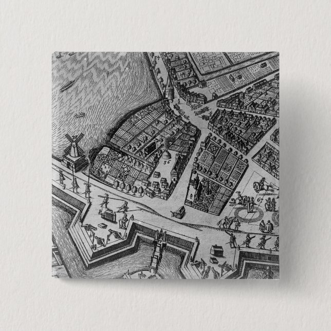 Map of Hamburg 15 Cm Square Badge (Front)