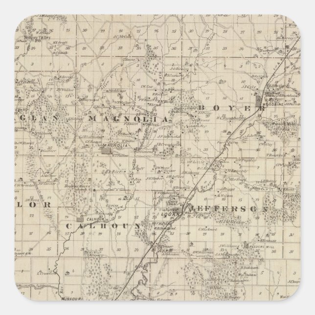 Map of Harrison County, State of Iowa Square Sticker (Front)