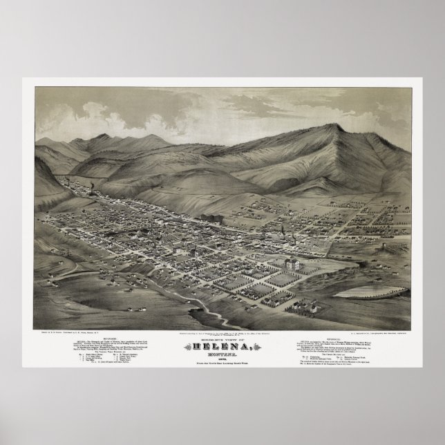 MAP of HELENA MONTANA 1875 Poster (Front)