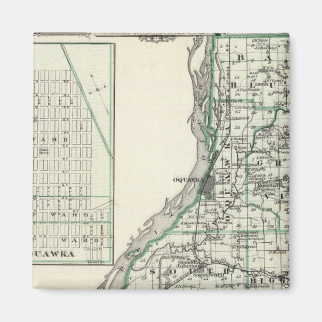 Map of Henderson County and Oquawka Magnet (Front)