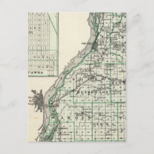 Map of Henderson County and Oquawka Postcard