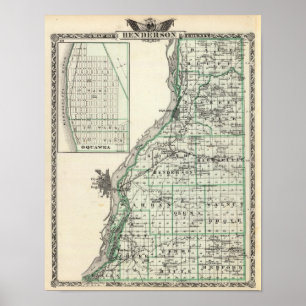 Map of Henderson County and Oquawka Poster