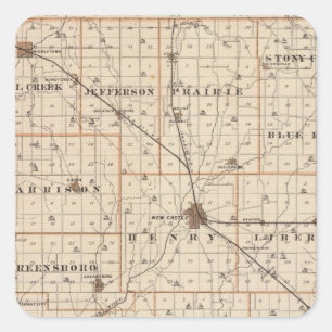 Map of Henry County with New Castle, Knightstown Square Sticker
