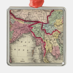 Map Of Hindoostan, Farther India, China, and Tibet Metal Tree Decoration