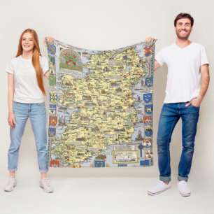 Map of Historical Ireland Fleece Blanket