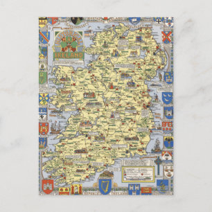 Map of Historical Ireland Postcard