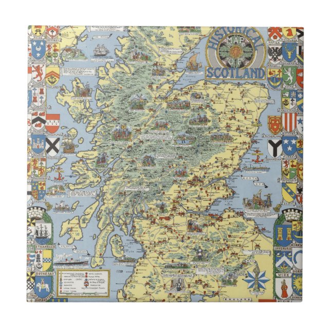 Map of Historical Scotland Ceramic Tile (Front)