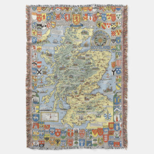 Map of Historical Scotland Throw Blanket