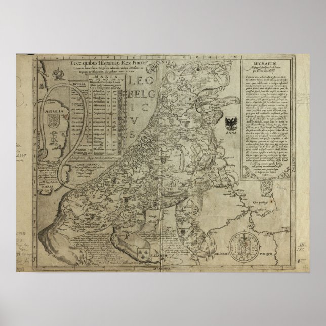 Map of Holland 1583 - Leo Belgicus Poster (Front)