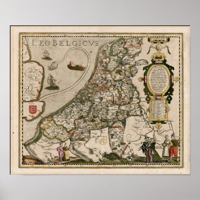 Map of Holland 1617 - Leo Belgicus Poster (Front)