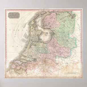 Map of Holland 1818 - John Pinkerton Poster