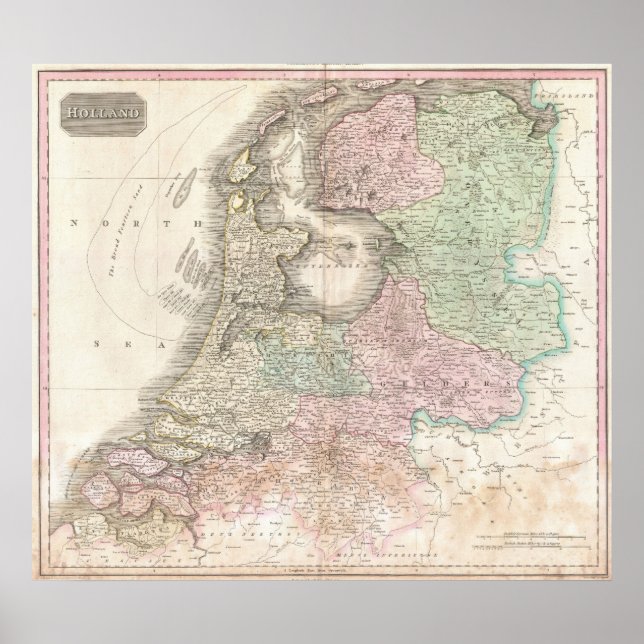 Map of Holland 1818 - John Pinkerton Poster (Front)