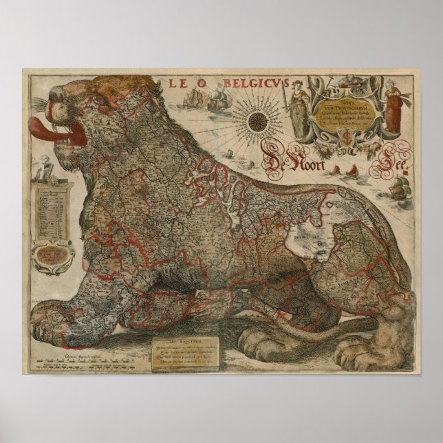 Map of Holland and Belgium - 1630 Poster (Front)