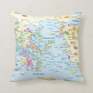 Map of Homeric Era Greece with English labels Cushion