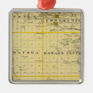 Map of Howard County, State of Iowa Metal Tree Decoration