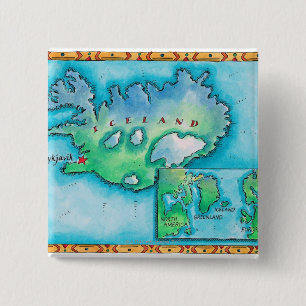 Map of Iceland 15 Cm Square Badge