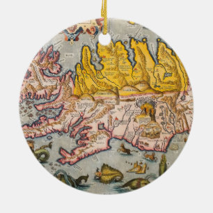 Map of Iceland Ceramic Tree Decoration