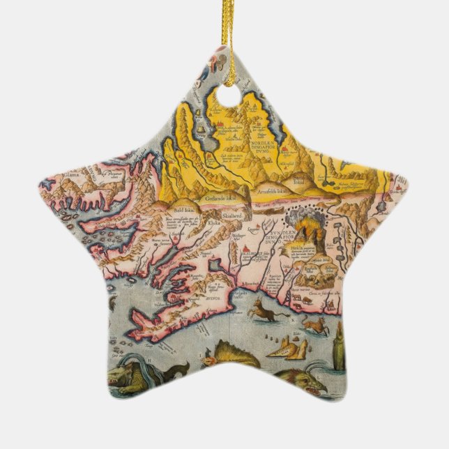 Map of Iceland Ceramic Tree Decoration (Back)