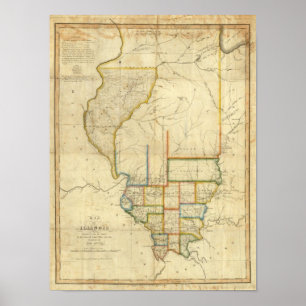 Map of Illinois 3 Poster