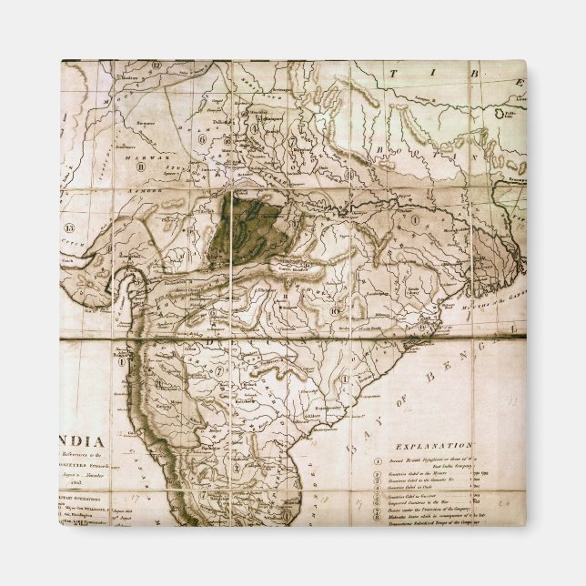 Map of India, 1803 Magnet (Front)
