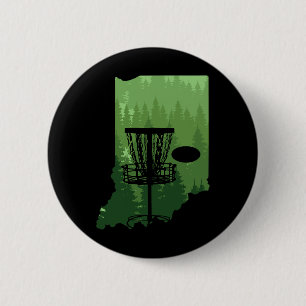 Map Of Indiana Disc Golf Player Frisbees Disc Golf 6 Cm Round Badge